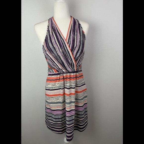 Athleta Womens Sz 8 Purple Geometric Tie Neck Halter Pack Everywhere Dress - Picture 1 of 9